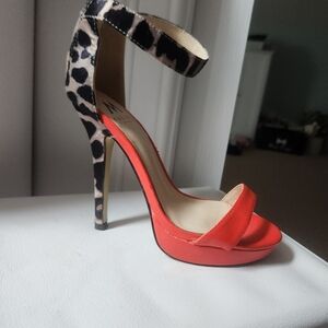Stylish Orange and Leopard Print Women's Heels